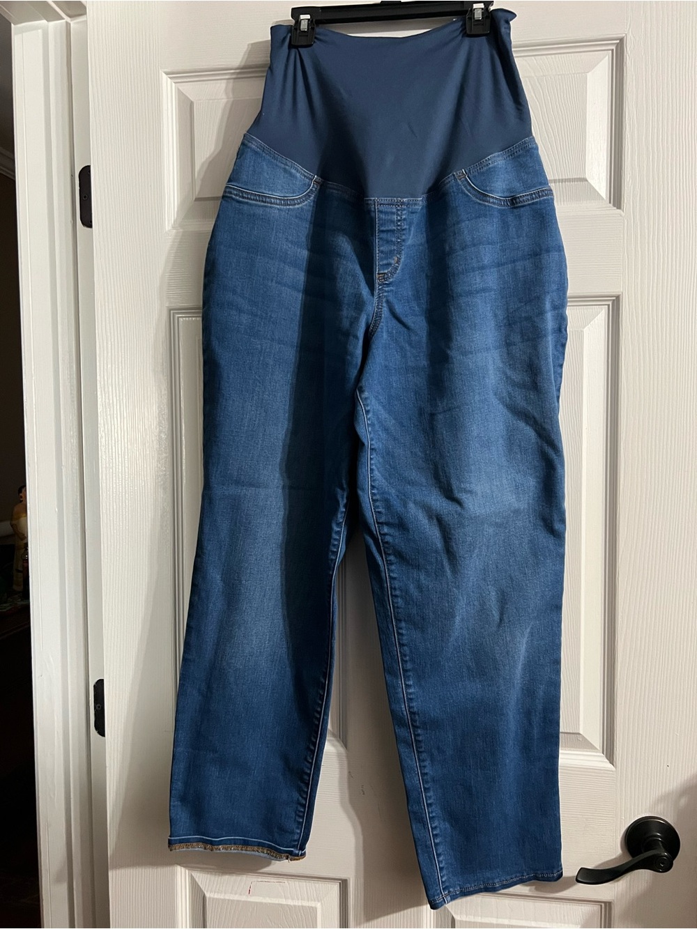 Ingrid & Isabel Navy Waistband Dark Blue Straight Leg Maternity Jeans